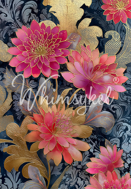 Whimsykel Designs 18 lb Decoupage Tissue Paper 21x29" Gilded Flowers