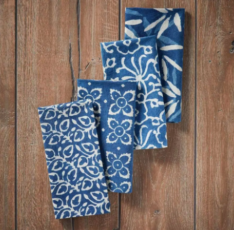 Indigo Dabu Cotton Napkins - Set of 4