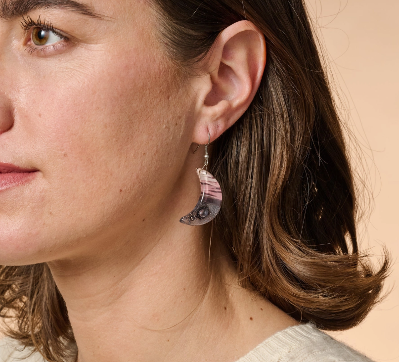 Marbled Moon Drop Earrings