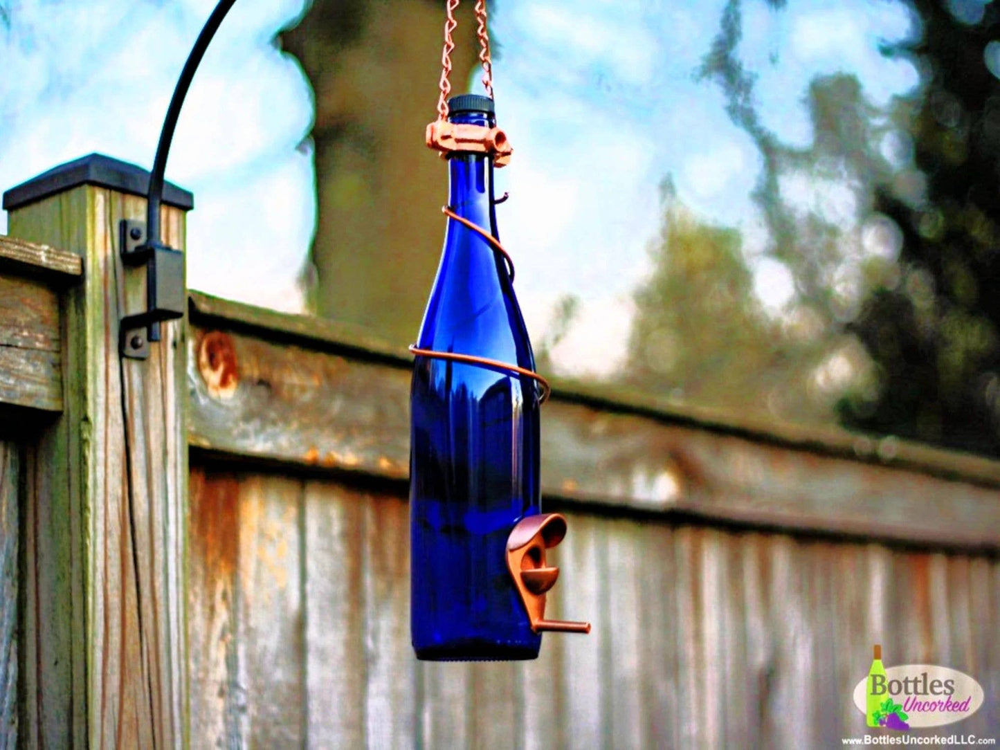Bird Feeder Handmade from Glass Wine bottle