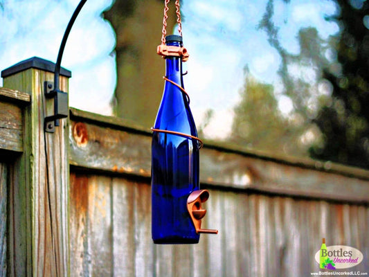Bird Feeder Handmade from Glass Wine bottle