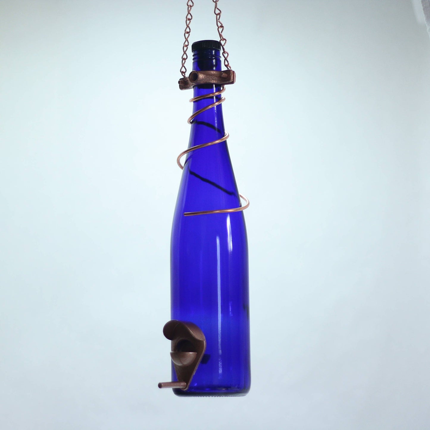 Bird Feeder Handmade from Glass Wine bottle
