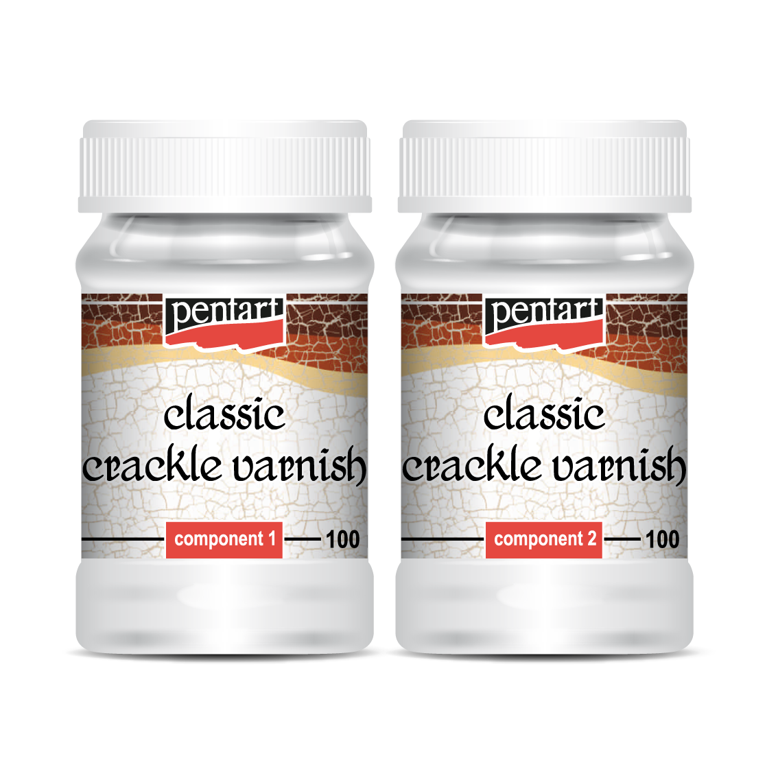 Pentart Crackle Varnish, Classic, 2 Components, 100 ml Set