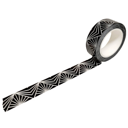 Black with White Rays Washi Tape, 10m