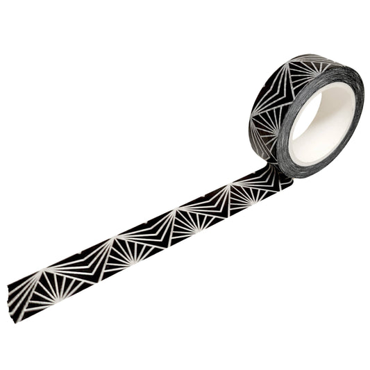 Black with White Rays Washi Tape, 10m