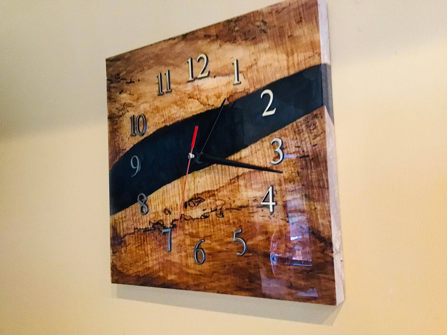 Resin River Clock Spalted Maple #A
