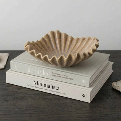 Beige Ceramic Ruffle Dish