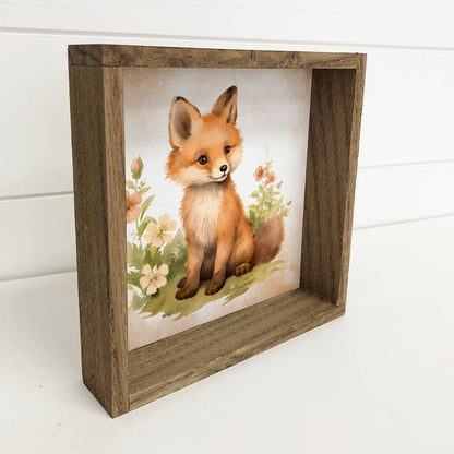 Woodland Cute Fox - Wood Framed