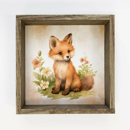 Woodland Cute Fox - Wood Framed