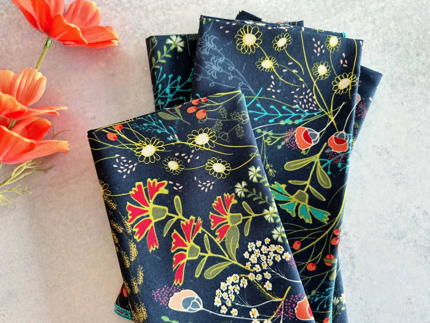 Pretty Peacock Cloth Napkins, Set of Four, 18" Everyday