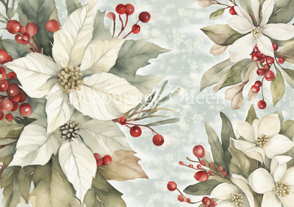 Decoupage Queen A3 & A4 Rice Paper Dainty and the Queen Frosty Flowers