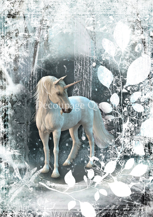 Decoupage Queen A4 Rice Paper Winter Unicorn