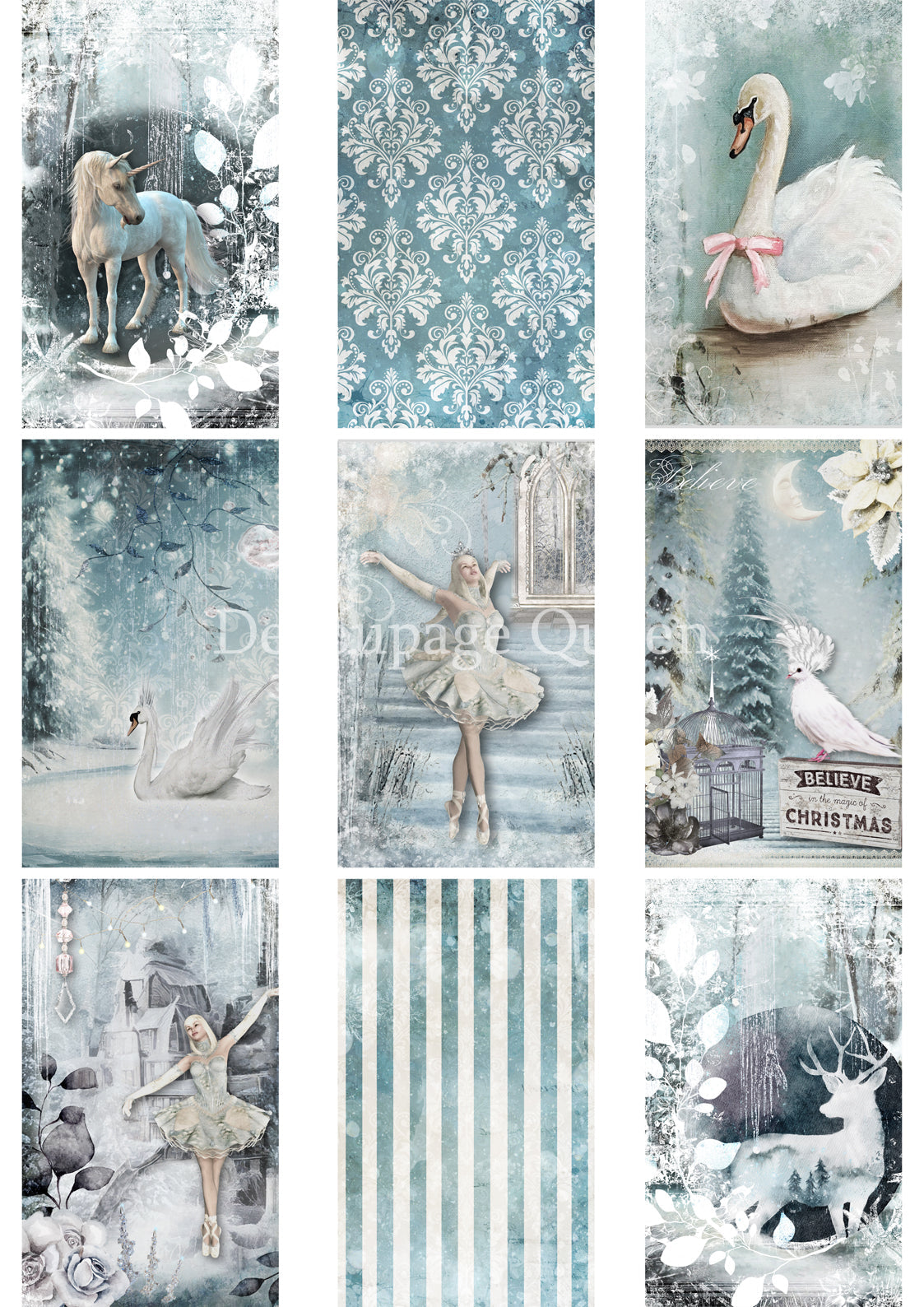 Decoupage Queen A4 Rice Paper Winter Fantasy Tags