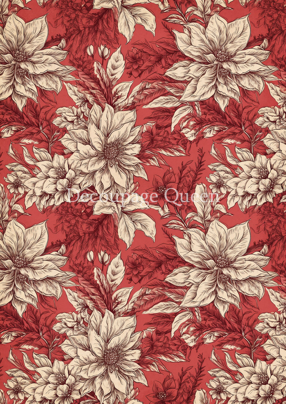 Decoupage Queen A4 Rice Paper Vintage Poinsettia