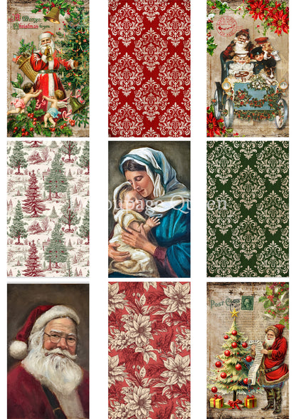 Decoupage Queen A3 & A4 Rice Paper Christmas 9 Pack
