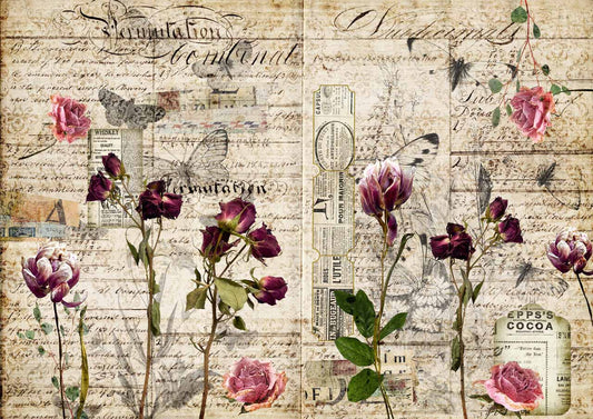 Decoupage Queen A3-A4 Rice Paper Pressed Flowers