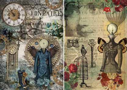 Decoupage Queen A4 Rice Paper Steampunk Sisters