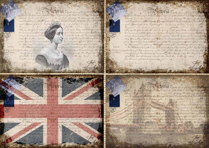 Decoupage Queen A4 Rice Paper Victoria 4 Pack