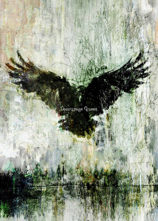Decoupage Queen A4 Rice Paper The Raven Returns by Andy Skinner