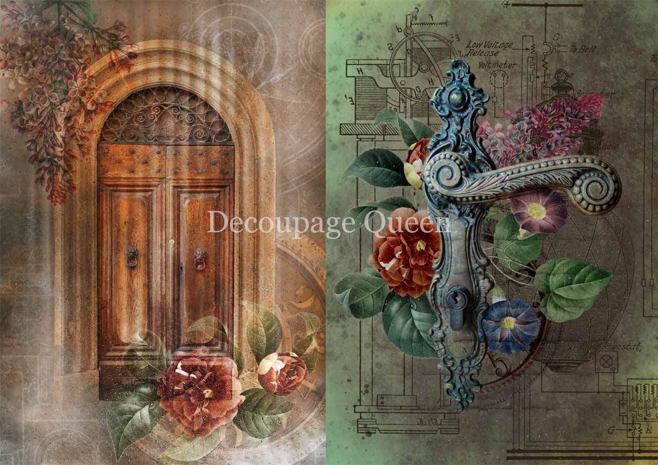Decoupage Queen A4 Rice Paper Dainty & the Queen Through the Door