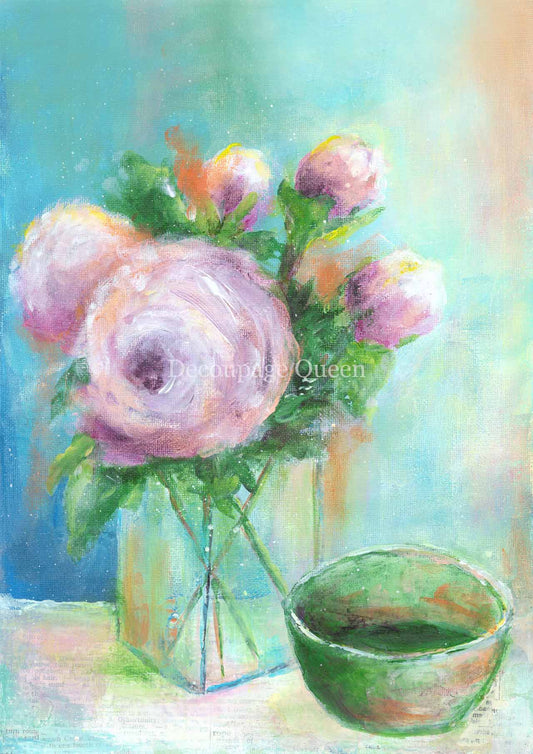 Decoupage Queen A3 & A4 Rice Paper RETIRED Cottage Roses IlI