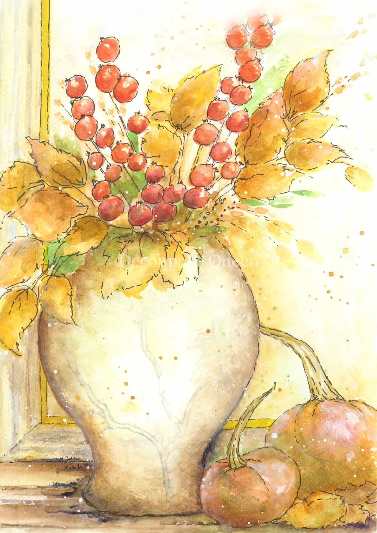 Decoupage Queen A4 Rice Paper Ellen J Goods-Gathered Leaves