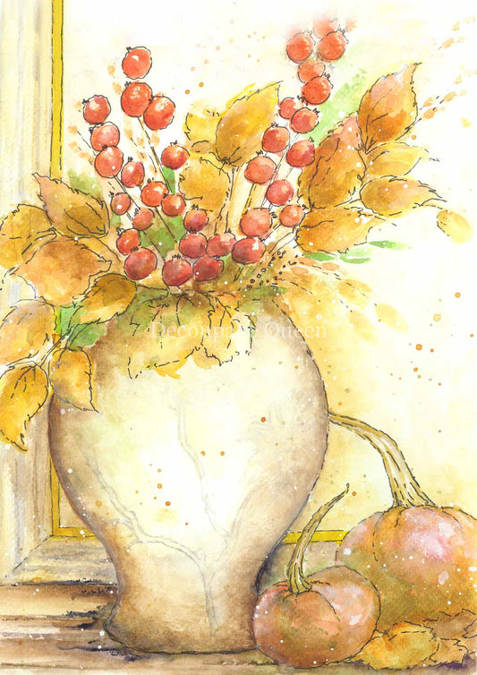 Decoupage Queen A4 Rice Paper Ellen J Goods-Gathered Leaves