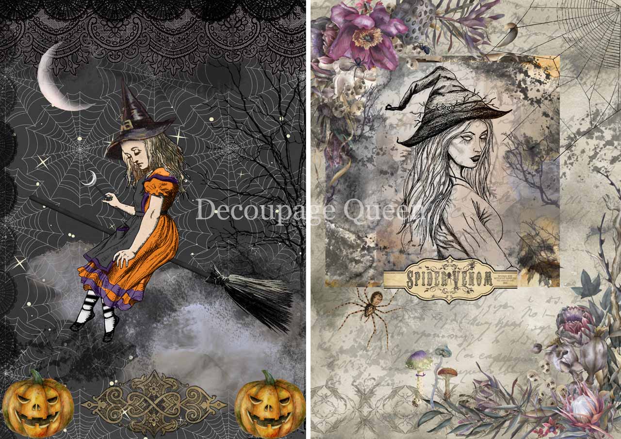 Decoupage Queen A4 Rice Paper Forest Lore Two Witches