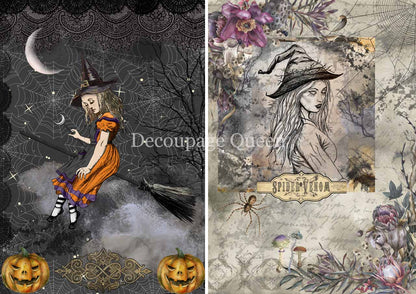 Decoupage Queen A4 Rice Paper Forest Lore Two Witches