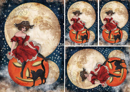 Decoupage Queen A4 Rice Paper Vintage Witch Minis