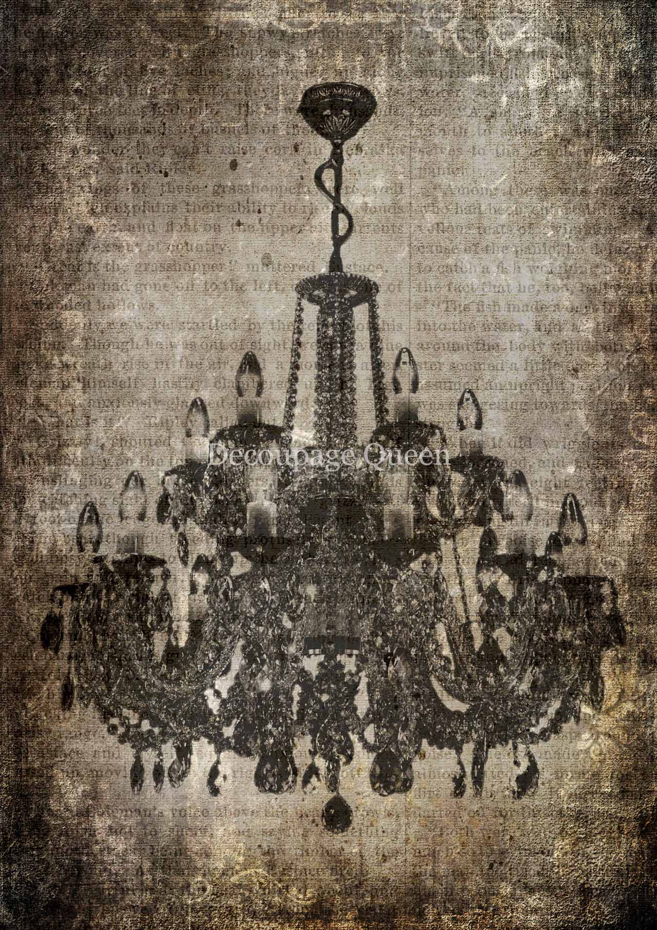 Decoupage Queen A1-A2-A4 Rice Paper Crystal Chandelier