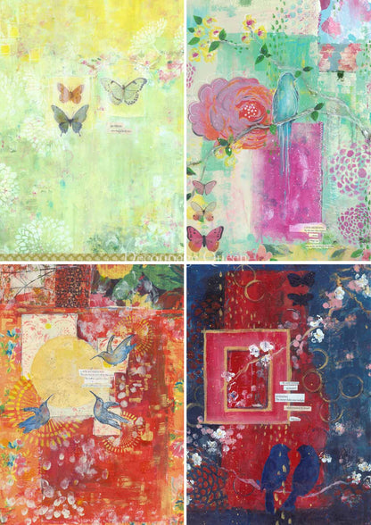 Decoupage Queen A4 Rice Paper Spring 4 Pack