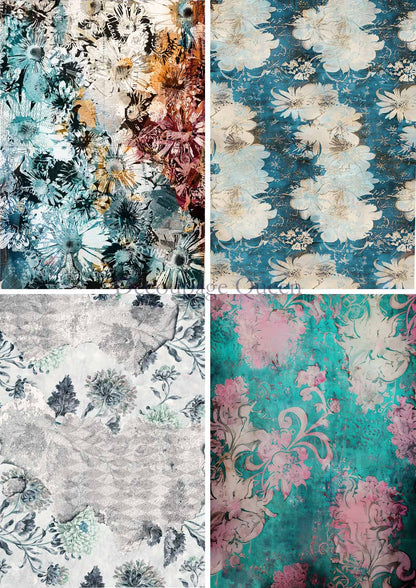 Decoupage Queen A3 Rice Paper Floral 4 Pack by Andy Skinner