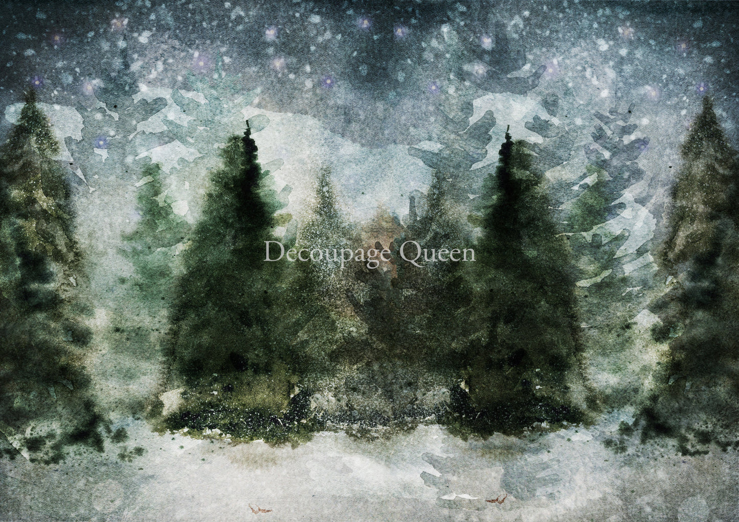 Decoupage Queen Rice Paper Winter Trees A4