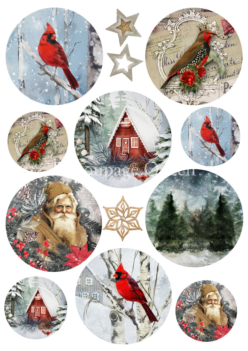Decoupage Queen A3 & A4 Rice Paper Cozy Winter Ornaments