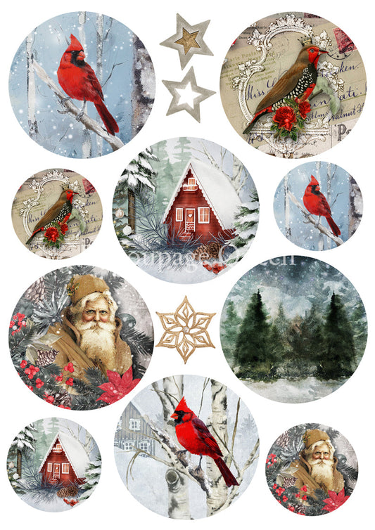 Decoupage Queen A3 & A4 Rice Paper Cozy Winter Ornaments