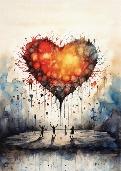 Decoupage Queen A4 Rice Paper The Heart of Emotions by Andy Skinner
