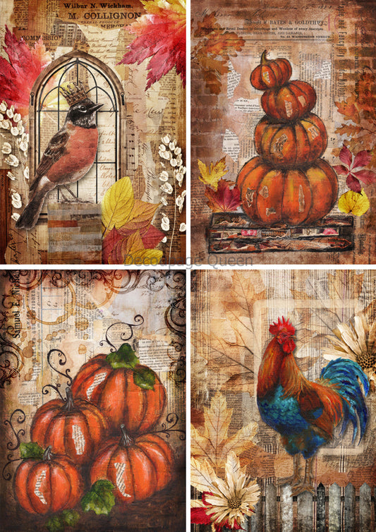 Decoupage Queen A3 Rice Paper Fall Mixed Media Scenes