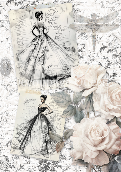 Decoupage Queen A4 Rice Paper Dainty and the Queen - Sketches