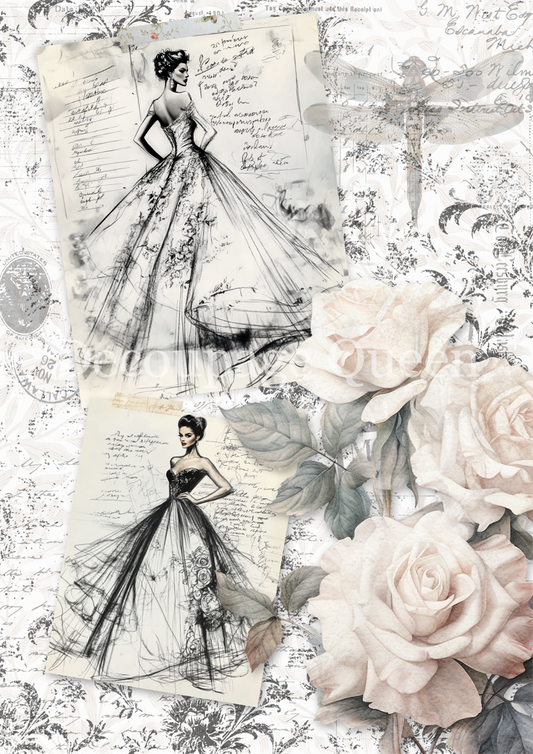 Decoupage Queen A4 Rice Paper Dainty and the Queen - Sketches