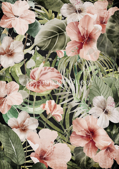 Decoupage Queen A4 Rice Paper Hibiscus