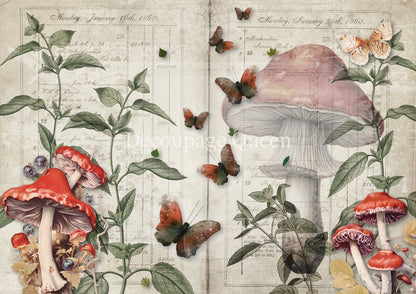 Decoupage Queen A4 Rice Paper Mushroom Fantasy