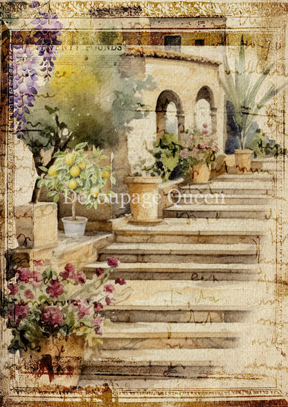 Decoupage Queen A4 Rice Paper Villa Steps