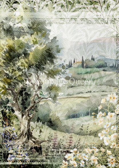 Decoupage Queen A4 Rice Paper Italian Vineyard