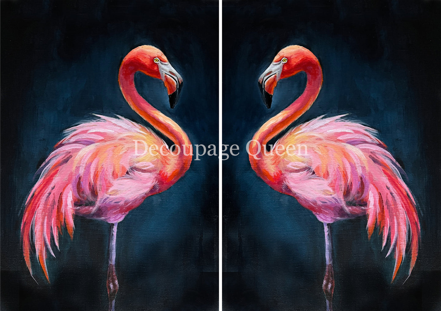 Decoupage Queen A4 Rice Paper Teresa Rene Art - Double Flamingo