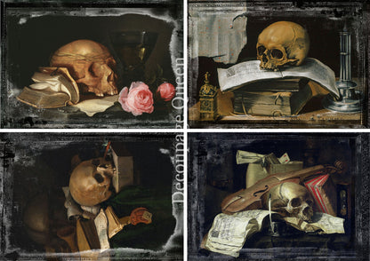 Decoupage Queen A4 Rice Paper Old Masters Vanitas Four Pack