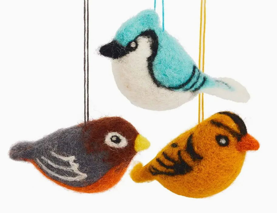 Felted Bird Ornament Set