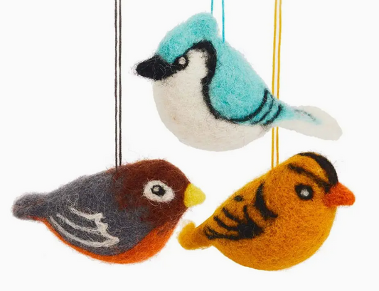 Felted Bird Ornament Set