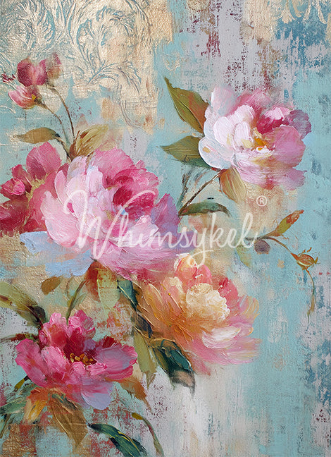Whimsykel Designs 18 lb Decoupage Tissue Paper 21x29" Fresco of Roses 1