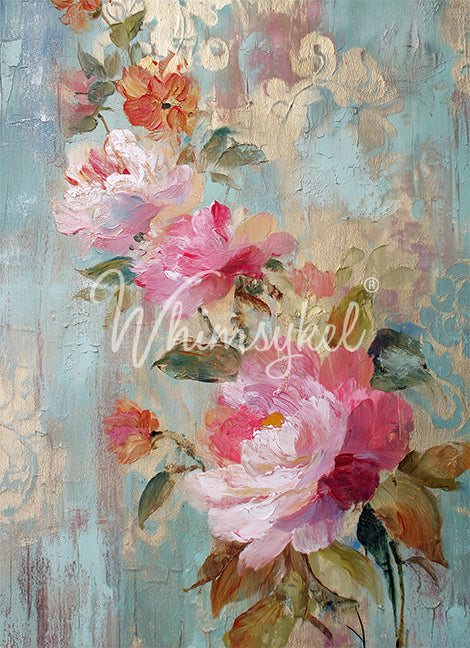 Whimsykel Designs 18 lb Decoupage Tissue Paper 21x29" Fresco of Roses 2